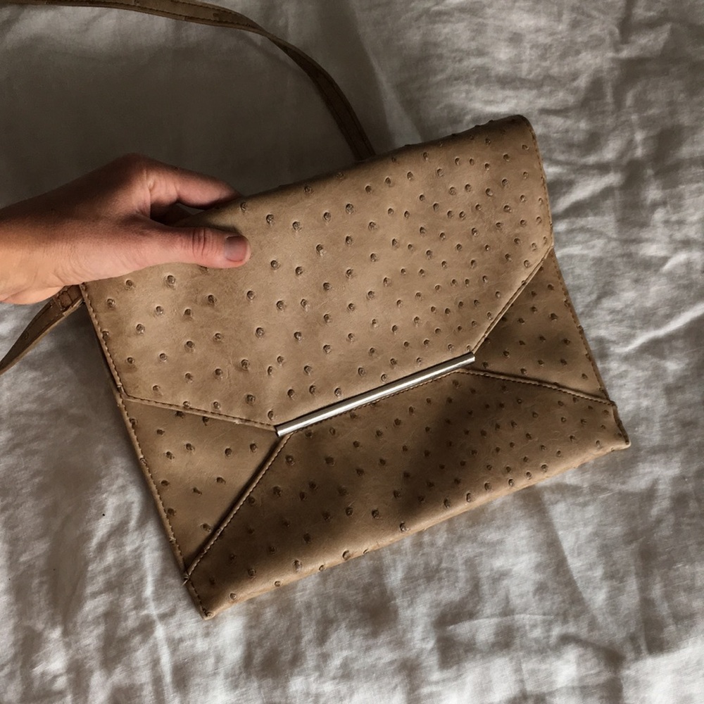 Faux Ostrich Skin Clutch with removable strap